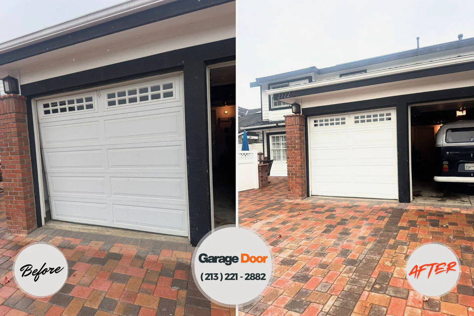Before and after: garage door repair Garfield, TX